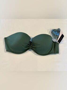 Victoria’s Secret swim Strapless Malta bandeau Molded Bikini Top Olive Green 34B